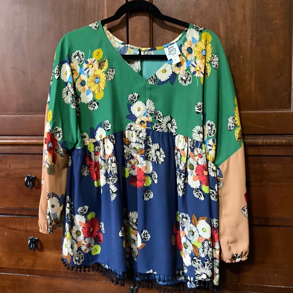 Ivy Jane color block floral blouse.